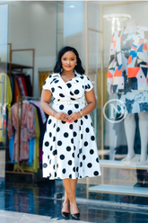 Elegant polka dot midi dress